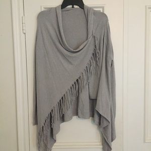Brand new gray fringe shawl cardigan